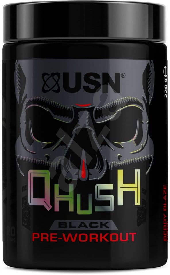 Preworkout USN Qhush Black 220 g bobulový plamen